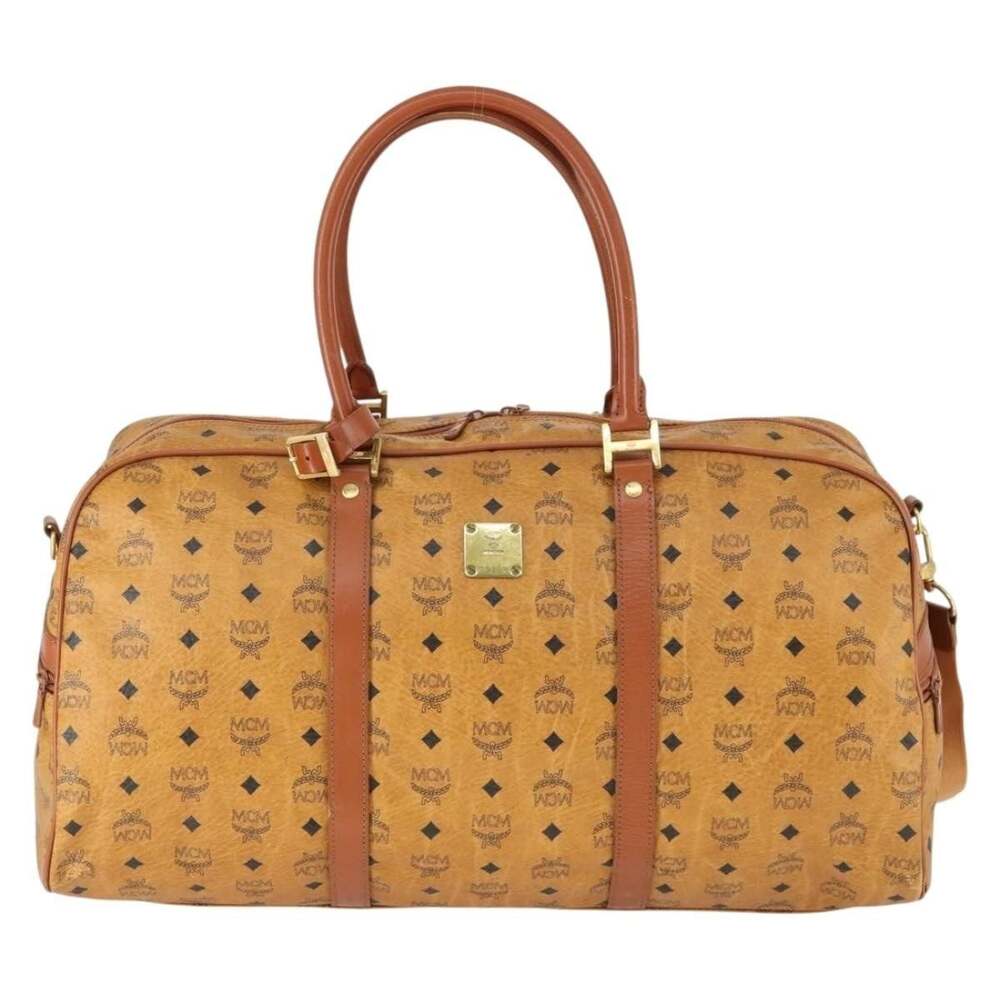 MCM Logogram Visetos Boston Bag Brown
